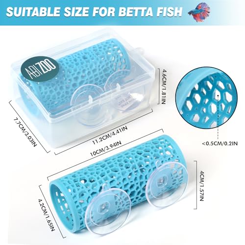 Abizoo Betta Fish Tunnel Hideout for Aquarium Decoration Hollow Coral Design Smooth Finish, Fish Tank Accessory Habitat Cave for Betta Shrimp Guppies Neon Tetras Zebra Danios and Other Small Fish - color: Light blue