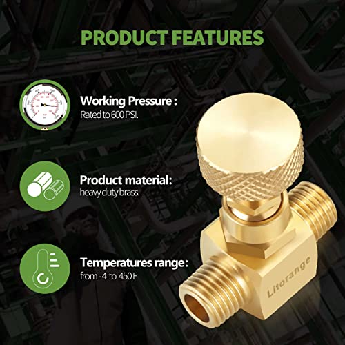 Litorange 2 Pack Heavy Duty Brass Replacement Control Needle Valve 1/4" Male NPT X 1/4" Female NPT Connection - size: 2PCS 1/4 Female x Male