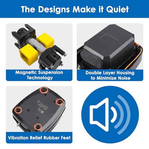 AquaMiracle All-in-One Koi Pond Aerator for Outdoor Ponds up to 1500 Gallons, Pond Air Pump Pond Aeration System with 2-Outlet Manifold Airline Tubing Air Stones Check Valves - size: Up to 1500 Gallon