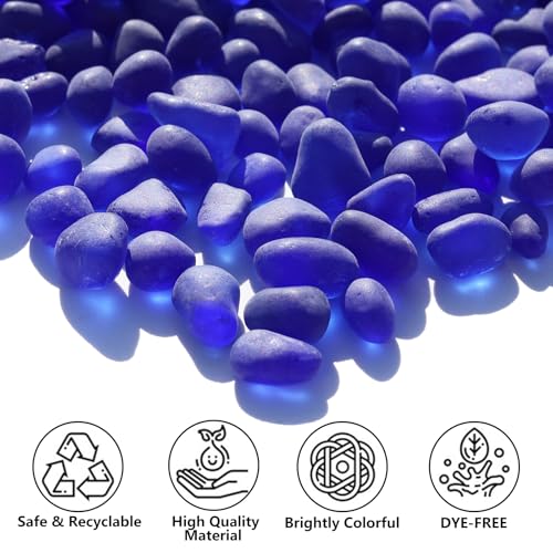 QYGL Sea Glass Stones - 0.55LB Cobalt Blue Frosted Glass Pebbles Gemstones - Perfect for Aquarium Rocks, Fish Tank Gravel, Vase Fillers, DIY Crafts, and Home Decor - color: Cobalt Blue
