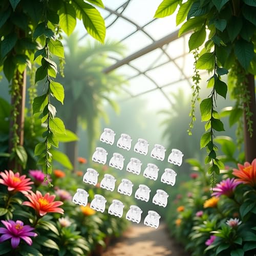 50Pcs Plant Orchid Clips Flowers Support Clear Fixer for Garden Vine Stem Plants Climbing Clasp Transparent 6 Claws Orchid Clips Plastic Butterfly Plant Support Structures