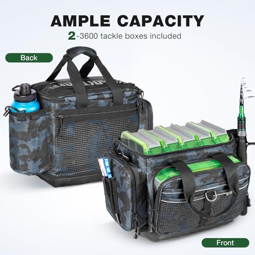Ghosthorn Fishing Tackle Bag 3600 and 3700 Tackle Trays Lure Box Waterproof Tackle Box Organizer Removable Dividers for Lures Storage - style: Tackle Bag &3600 (2 Packs)