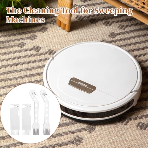 4 PCS Handheld Vacuum Brush Cleaner Tool, Universal Vacuum Brush Cleaning Tool, 2-in-1 Roller Cleaning Tools for Sweeping Robot (White) - color: White