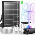 Antfraer 8W Solar Fountain Pump Built-in 3600mAh Battery & LED Lights, Solar Powered Water Pump with Double-Layer Nozzle & 5ft Tubing, Solar Water Fountain For Bird Bath Pond Garden DIY Water Features - size: 8W