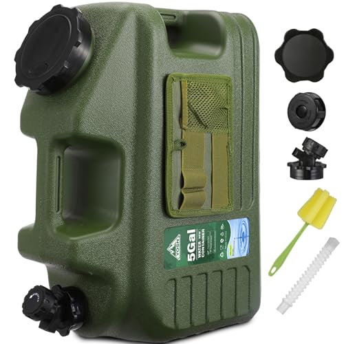 5 Gallon Water Jug, Camping Water Container, BPA Free Portable Water Dispenser with Spigot, Leak-Proof Large Camping Water Jug for Emergency Storage,Outdoor,Hiking - color: Green