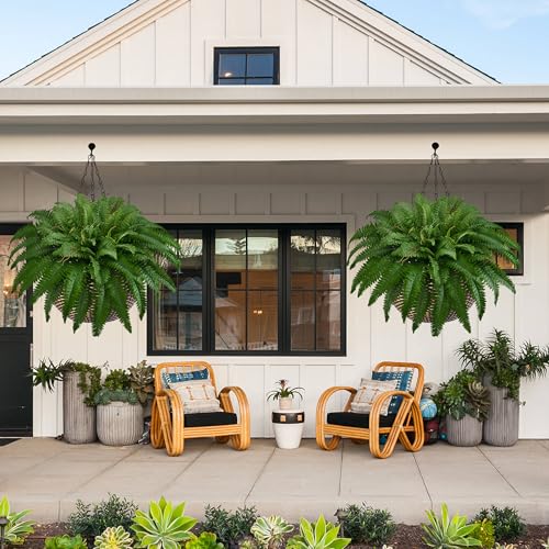 42In Artificial Boston Ferns Bush, Set of 2 Large Faux Ferns Plants, 79 Branches Fake Ferns for Home Living Room Decor, Indoor and Outdoor. - size: 2 PCS-42"