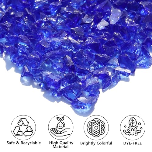 QYGL Crushed Glass - 2.1LB Cobalt Blue Broken Glass Pieces 3-6mm, for Resin Art, DIY Crafts, Home Decor, Vase Fillers, Tabletop Fire Pit, and Aquarium Rocks - color: Cobalt Blue