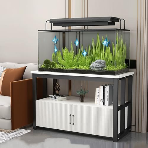 Fish Tank Stand with Storage Cabinet, Heavy Duty Metal Frame Aquarium with Anti-slip Foot Pads, 550 LBS Capacity,for Reptile Turtle(Black,70x40x70cm/27.5x16x27.5) - color: Black, size: 70x40x70cm/27.5x16x27.5"