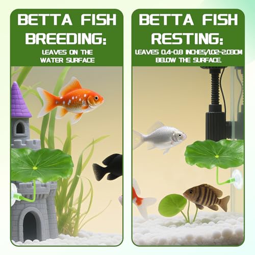 6 PCS Betta Fish Leaf Hammock - Soft Leaf Beds, Adjustable Plastic Bettas Bed Aquarium Decor, Betta-Fish Tank Decorations Plants Practical Resting Spot for Breeding, Hiding & Play