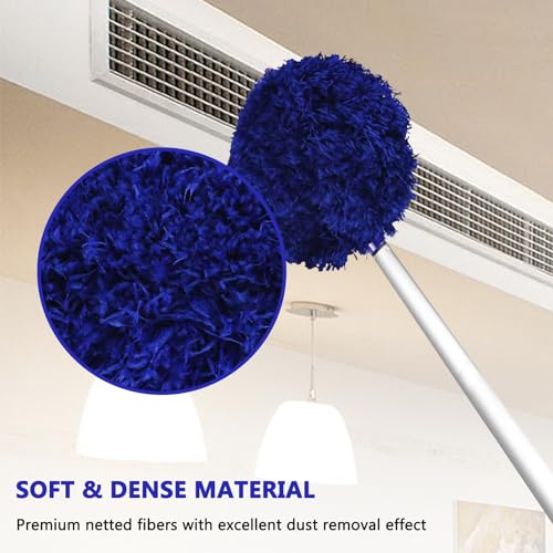 Ceiling Fan Cleaner Duster Reusable Microfiber Ceiling Fan Blade Cleaner Removable Duster with Extension Pole Adjusts 13 to 49.7 Inch for Cleaning Walls Furniture Door Window Top (Dark Blue) - color: Dark Blue