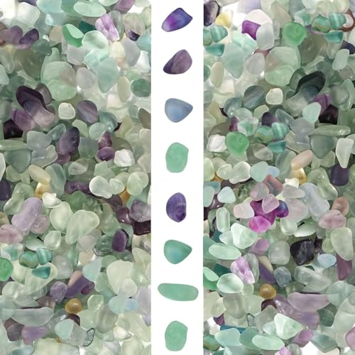 gemshan 2lb Fluorite Crystal Aquarium Gravel Natural Crushed Crystal Chip Bulk 7mm-9mm Irregular Gem Rocks for Home Decoration Fish Tank Colorful Gravel Filler Bottom Ornament - color: Fluorite