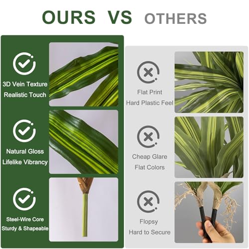 4 Pcs Artificial Greenery Stems Dracaena Faux Branches Artificial Plants Realistic Fake Dracaena Greenery Realistic Plants for Indoor Outdoor Porch Patio Home Office Living Room Decor (Light Green) - color: Light Green