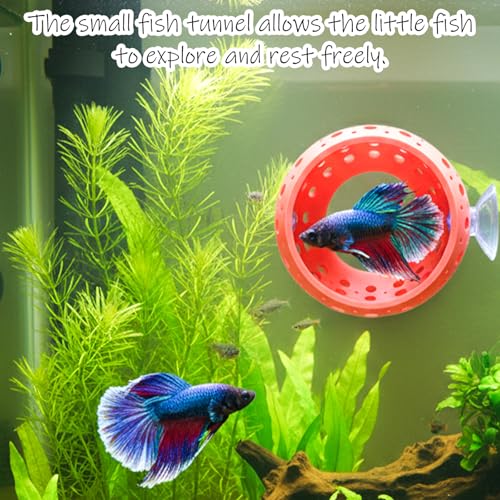 Betta Bulb Hide, Betta Tunnel Shrimp Cave Aquarium Fish Hideout with Suction Cup Aquarium Cave Decor for Shrimp, Guppies Guppy Hiding Resting (Pink)