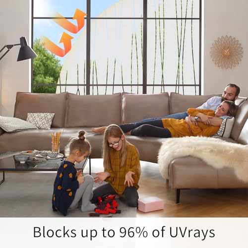Finnez Window Privacy Film Decorative Frosted Window Cling Privacy Film for Glass, Non-Adhesive Heat Anti-UV for Home Office Living Room, Irregular Stripe Patterns, 17.5 x 78.7 Inches - color: Vertical Stripes, size: 17.5 x 78.7 inches