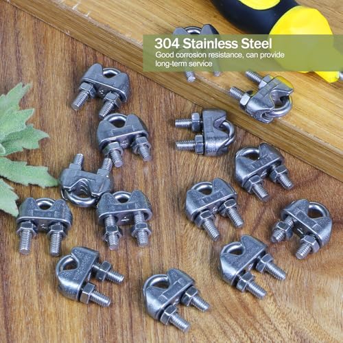 12pcs M4 Wire Rope Clamp, 5/32 inch Cable Clamps Stainless Steel Wire Rope Clips - size: M4
