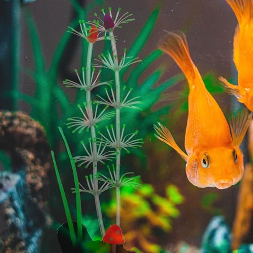 Cabilock Lifelike Simulated Water Grass Aquarium Decor, Green Fluorescent Silicone Aquatic Plant for Fish Tank Landscape, Vivid Underwater Artificial Plant Accessory