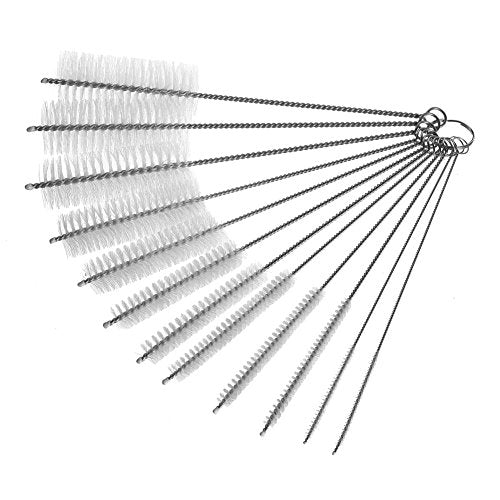 DECORA Drinking Straws Cleaning Brushes Nylon Pipe Cleaner Brush Kits for Assorted Size Straws Pack of 12 - color: White