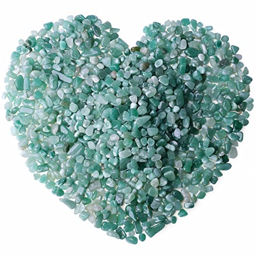 Green Aventurine Crystal Polished Rocks 0.3-0.4" Tumbled Stones Chips Stone Crushed Quartz Natural Gem Home Decoration Aquarium Plants Cacti Vase Filler Landscape Bottom Ornament 0.6lb 250G - color: Green Aventurine, size: 0.55 Pound