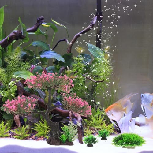 Beaupretty 1 Set Artificial Aquarium Plants Pink Cherry Blossom Tree Decor Fish Tank Tree Decorations Plastic Realistic-Plants Turtle Tank Plants Aquatic-Plants Grass Flowers