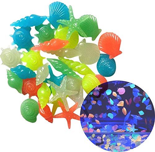 Oubest Glow in The Dark Pebbles/Glow Stones/Glowing Rocks Blue Decor for Garden/Fish Tank/Aquarium/Walkway/Driveway/Plant Pots/Bonsai (100, Starfish) - color: starfish