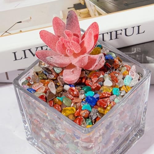 Chakra Crushed Stone Crystal Chips Bulk 0.88 Lb, Tumbled Healing Gemstones Rocks Quartz Pieces Irregular Shaped Decorative Vase Fillers Aquarium Gravel Rocks - color: Chakra, size: 0.88 LB