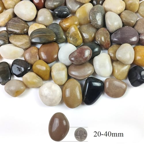 10LB High Polished Colorful River Rocks,1-2.2 Inch Mixed Color Pebbles for Garden Landscaping, Decorative River Rocks for Fish Tank, Aquarium, Vase Filling, Outdoor Decorative River Rocks - size: 10LB, style: Mixed Color