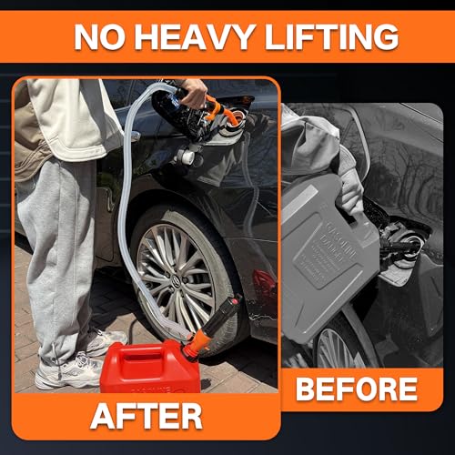 Portable Battery Powered Gas Transfer Pump, Battery Operated Liquid Water/Fuel Transfer Pump with Adjustable Flow Control, 2.2 Gallons per Min, Electric Siphon Pumps for Diesel Fuel Gas Can