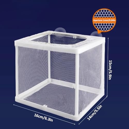 Breeding Isolation Box – White Nylon Net Chamber, Fry Hatchery with Suction Cups, Compact Tank Divider | Practical Setup for Aquatic Offering Safe Separation Protection Inside Aquarium Spaces - size: Small