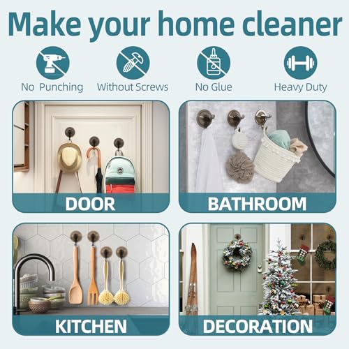 Antimbee 3 Pack Suction Cup Hooks, Clear Suction Hanger, Removable Small Hooks for Shower, Bathroom, Glass, Door, Windows, Kitchen - Up to 11 lbs on Smooth Surface (Transparent Gray) - color: Transparent Gray