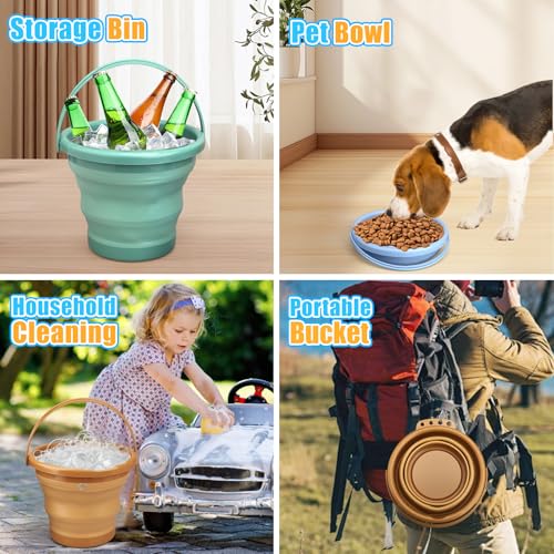 3PCS Foldable Beach Bucket Sandbox Kit Toys for Kid Adult, Collapsible Small Bucket for Washing Camping Fishing, Silicone Sand Pail for Garden Planting, Travel, Beach Summer Toy Gift for Boy Girl - color: Bronze
