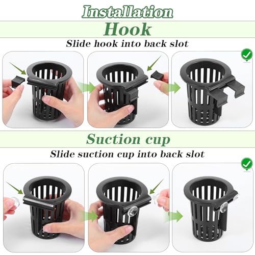 Telooco 4 Pcs Upgraded Large Aquarium Plant Holder with 3 Sizes Extension Hooks and 8 Suction Cups for Fish Tank Aquaponic Plant Cultivation and Hanging Aquatic Plants Aquascape Decorations (Black)