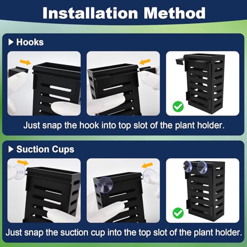 2Pack Aquarium Plant Holder Hanging Aquarium Planters with Hooks and Suction Cups Aquarium Planter Cups Fish Tank Plant Holders for Aquatic Plant Cultivation, Aquascape Decoration - color: 2Pack