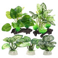 Aquarium Plastic Plants, Driftwood Betta Silk Plants, Silk Plants Aquarium Set Decorations, Silk Aquarium Plants for Betta Fish (Green, 5pcs)