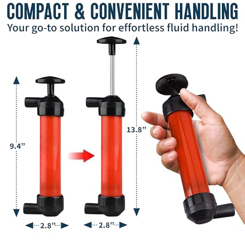 Siphon Hand Pump For Water - 15" Manual Water Pump, Gas Siphon Kit, Hand Bilge Pump With High Suction For Water Removal, Fuel Liquid Transfer