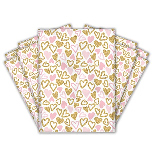 12x15 (50) Pink and Gold Hearts Valentine's Day Designer Poly Mailers Waterproof Self Sealing Tear Resistant Polymailers Large Shipping Envelopes Premium Printed Bags For Small Businesses - color: Pink and Gold Hearts, size: 12x15