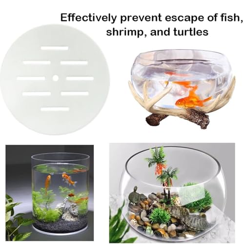 Acrylic Aquarum Anti Jumping Lid Cover with Hole,2PCS Round Aquarium Cover Lid Clear Acrylic 7.5 Inch Aquarium Fish Tank Anti Jump Lid for Turtles Reptiles Shrimps