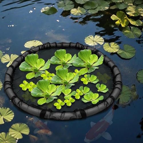 Floating Flora Fish Barrier,Floating Island Planter for Ponds,Plant Protector Fine Mesh Floating Pond Corral with Lifting Ring,Black Round Floating Plant Ring,Water Features Pond Decorations(31.5") - color: 80cm/31.5"
