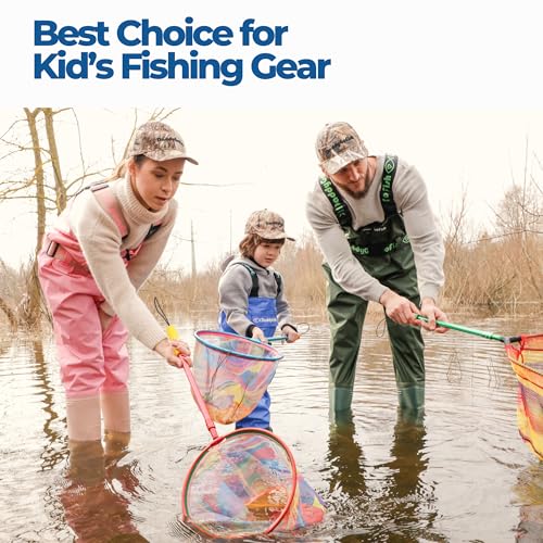 DaddyGoFish Kids Fishing Net - Extendable Telescopic Landing Net for Boy Girl Children Catching Small Fish Crab Shrimp Minnow Dragonfly Beach Pier Lake River Ocean - color: Style 3 (2 Pack, Blue + Blue)