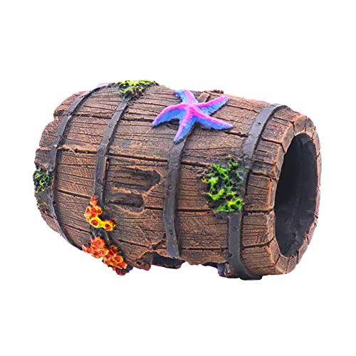 Ulifery Small Broken Barrel Aquarium Decorations Betta Cave Hideaway Tunnel Log for Fish Tank (1 piece)