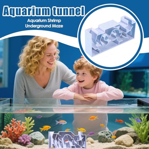 Aquarium Tunnel - Shrimp Maze, Underground Cave Habitat, Fish Tank Corner Shelter, Multi Hole Crab Catfish Refuge | Aquarium Wall Corner Tank Bottom Area for Aquatic Hiding Use