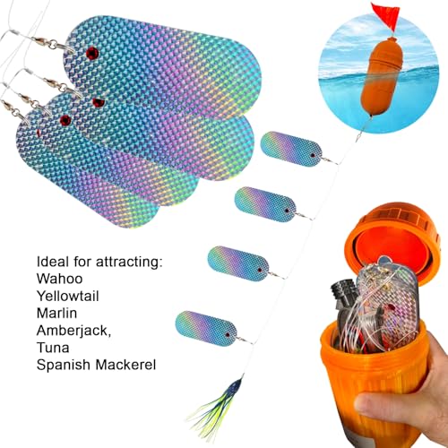 SPEARFISHING WORLD Flasher Kit Reflective Flasher Lure Kit with Float Container for Attracting and Spearing Pelagic Fish Like Tuna, Wahoo, Amberjack, Kingfish, Marlin, Sailfish. - size: Small