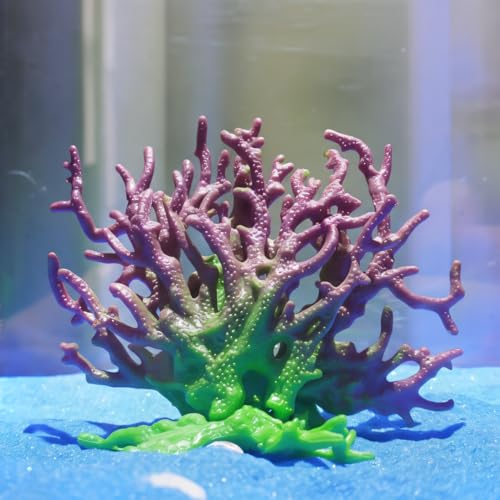 Artificial Coral Aquarium Ornament - PVC Fish Tank Decor for Aquascaping (5.9x5.12x2.17 Inch) - Green&Purple - color: Green&purple