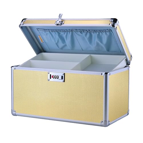 Portable Combination Lock Storage Box with Handle – Multipurpose Locking Case for Home & Outdoor Use, Secure Storage for Accessories, Medicine, Cosmetics, Toys & Tools (Gold, Extra Large) - color: Gold, size: Extra Large