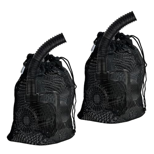 Pond Pump Filter Bag, 2 Pcs 12" x 15.5" Drawstring Submersible Water Pump Barrier Bag, Black Mesh Media Bags, Pond Pump Covers for Aquarium, Swimming Pool, Outdoor Fountain. - size: 12" x 15.5"