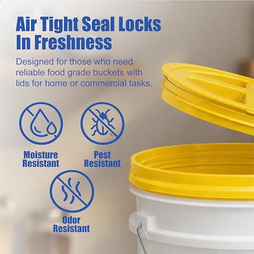 ePackageSupply 3.5 Gallon Bucket with Lid - Food Grade Bucket with Airtight Gamma Seal Screw-On Lid, 90 Mil Heavy Duty HDPE Plastic, BPA Free, for Bulk Food Storage, Made in USA - Yellow, 3 Packs - color: Yellow, size: 3 Packs