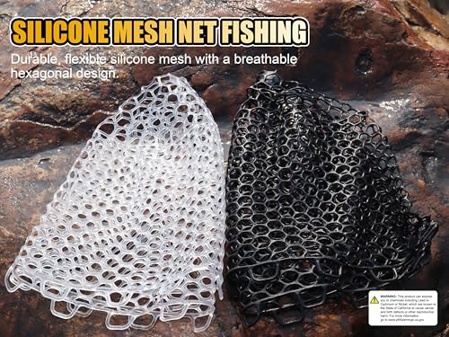 Fishing Landing Net Trout Net Replacement Netting with Rubber Mesh for Fish Fly and Fishing Landing - color: White Rubber Fishing Net, size: Dia 40cm*Dep 40cm(Cir 140cm)