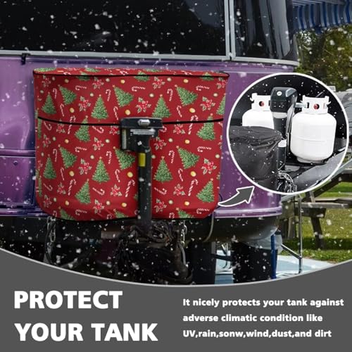 Christmas Tree 20lb RV Propane Tank Cover for Travel Trailer Polyester Waterproof Cover Sun Protection Easy To Stall - color: Christmas Tree, size: S(20LB)