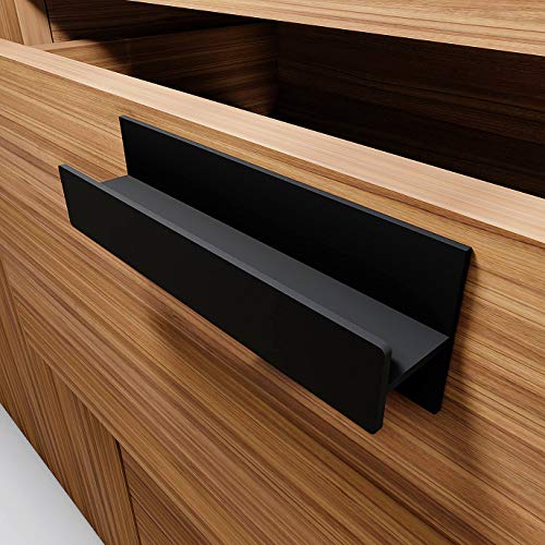 HRX Self-Adhesive Edge Fingerpull Door Handle - Easy to Install Screwless Peel and Stick on Glass, Wood, Metal, Plastic - Sliding Doors Knob for Kitchen Fronts, Drawers & Dressers Panels - 2 Pack