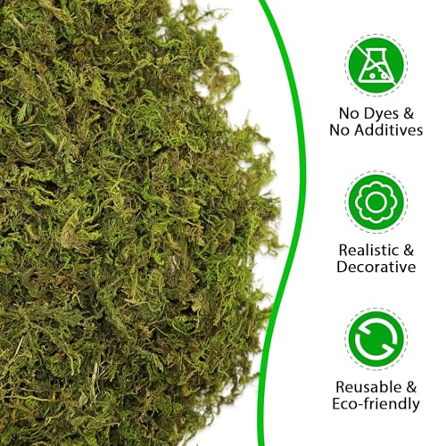Riare 7OZ Artificial Fake Moss for Fake Plants Indoor- Premium Faux Craft Moss for Potted Plant, Fresh Forest Green Moss for Hamsters Micro-Landscape Terrariums Centerpieces Decor - color: 7 Oz