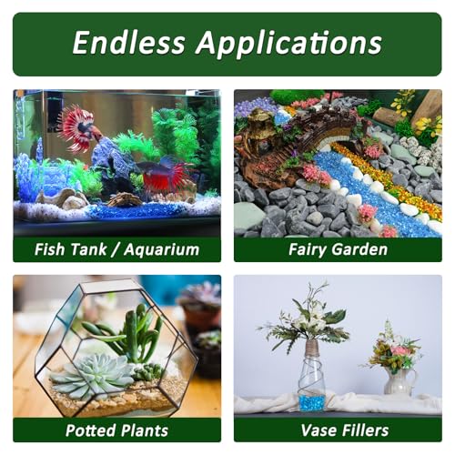 BXI 2.2 Lbs Small Aquarium Substrate Gravel Sand, Polished Smooth Fish Tank Gravel, Colorfast Uncoated Vibrant Blue Sea Glass, Decorative Stones for Vase Fillers, Fairy Garden, Potted Plants - color: Blue Glass Sand, size: 2.2 lbs, 0.24''-0.40''(Medium)